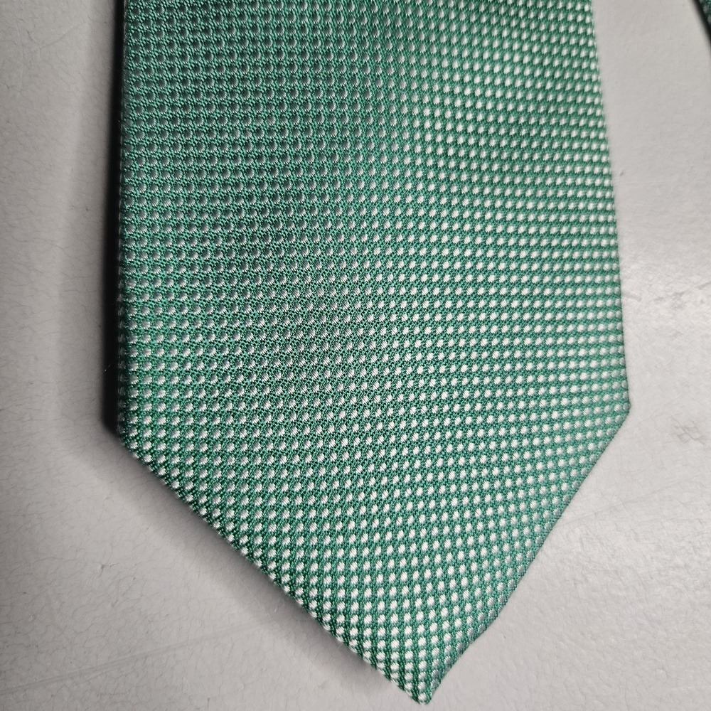 Tommy Hilfiger Mens Tie One Size Silk‎ Adjustable Green Microcheck